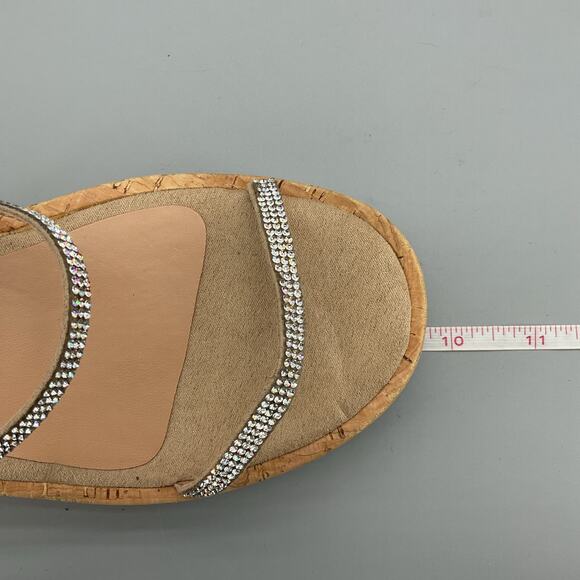 NEW Steve Madden Girls Varia Rhinestone Wedge Sandals Beige Size 4 - Picture 7 of 10